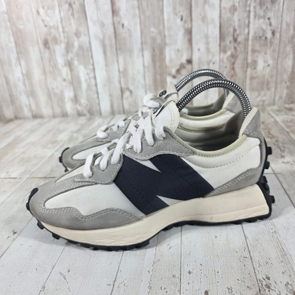New Balance 327 Sea Salt Black Suede Nylon Sneakers MS327FE womens 6